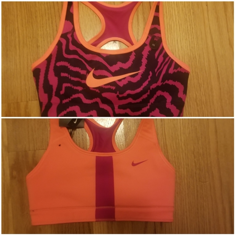 NWT Girls NIKE DRY TRAINING REVERSIBLE ORANGE AND PURPLE SPORT BRA M